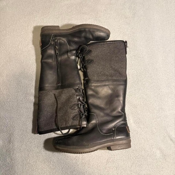 Ugg Elsa Women's Size 8‎ Black leather knee-high boots - Picture 1 of 6